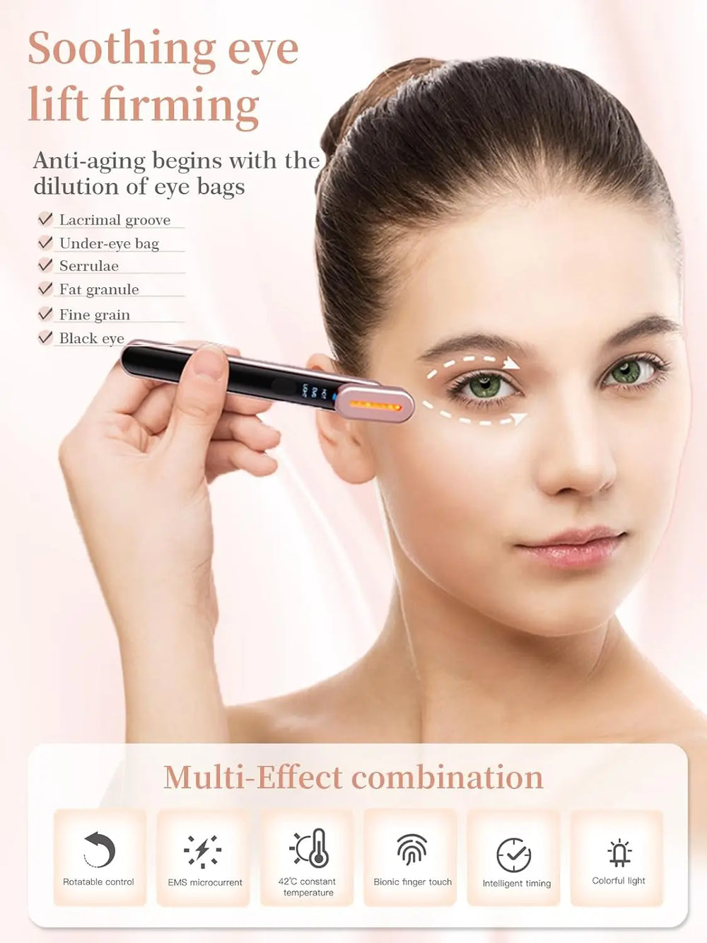 Acne Light Therapy Wand Red Light Therapy for Face Microcurrent Facial Device, True Beauty Glow Facial Massager Lymphatic Draina